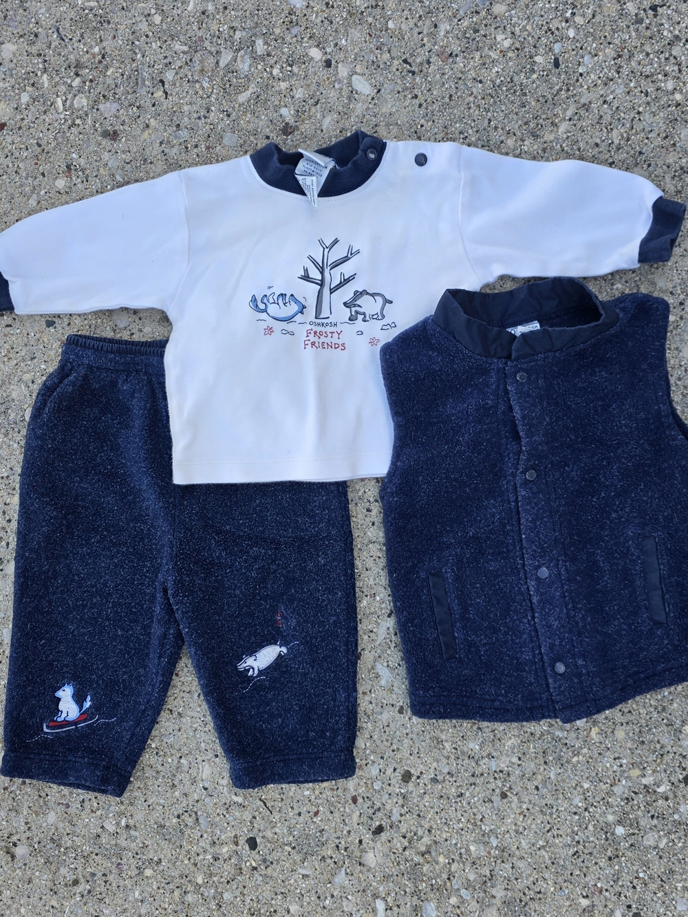 Vintage 90s OshKosh B'Gosh Frosty Friends 3 Piece Baby Set 3-6M